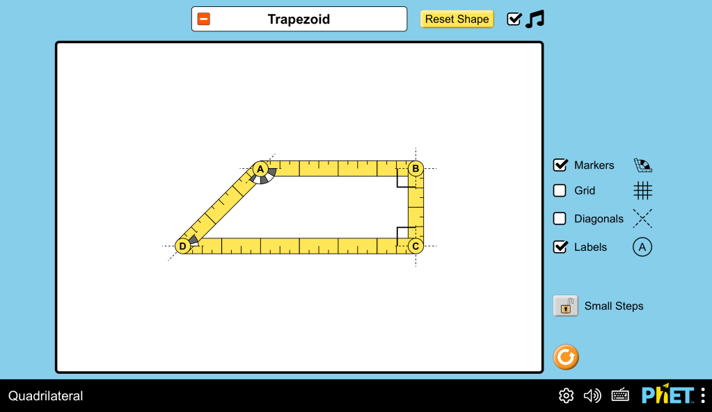 Screenshot of a virtual simulation interactive quadrilateral.