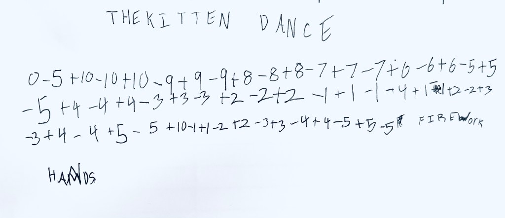 A child's playful movement composition, titled 